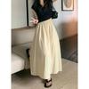 Cotton Blend Pleated Midi Skirt With High Waist For Women Spring