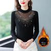 German Velvet Lace Hollow Long-Sleeve Top - Women's Autumn/Winter Warm Trend for Middle-Aged Mothers