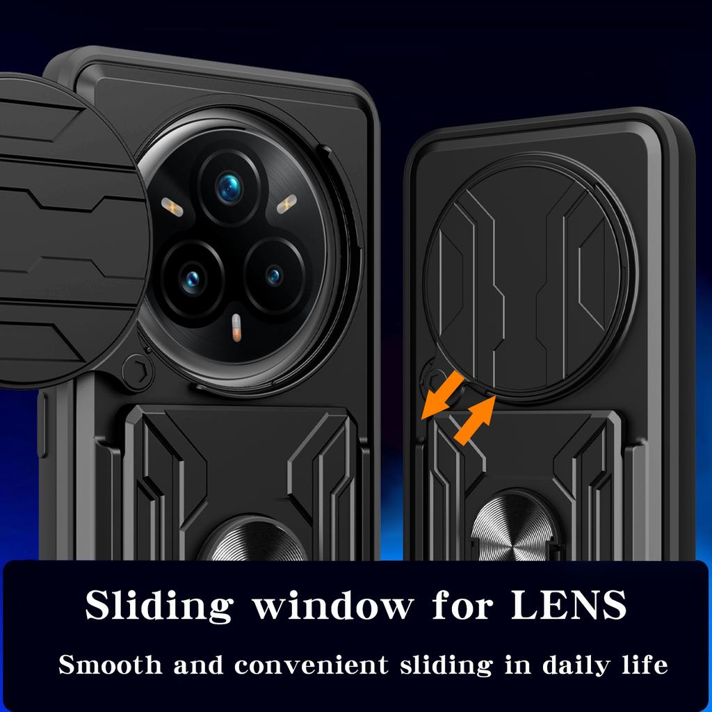 Для Realme 14 Pro+ 5G Чехол PC+TPU Подставка Задняя крышка телефона со шторкой для камеры