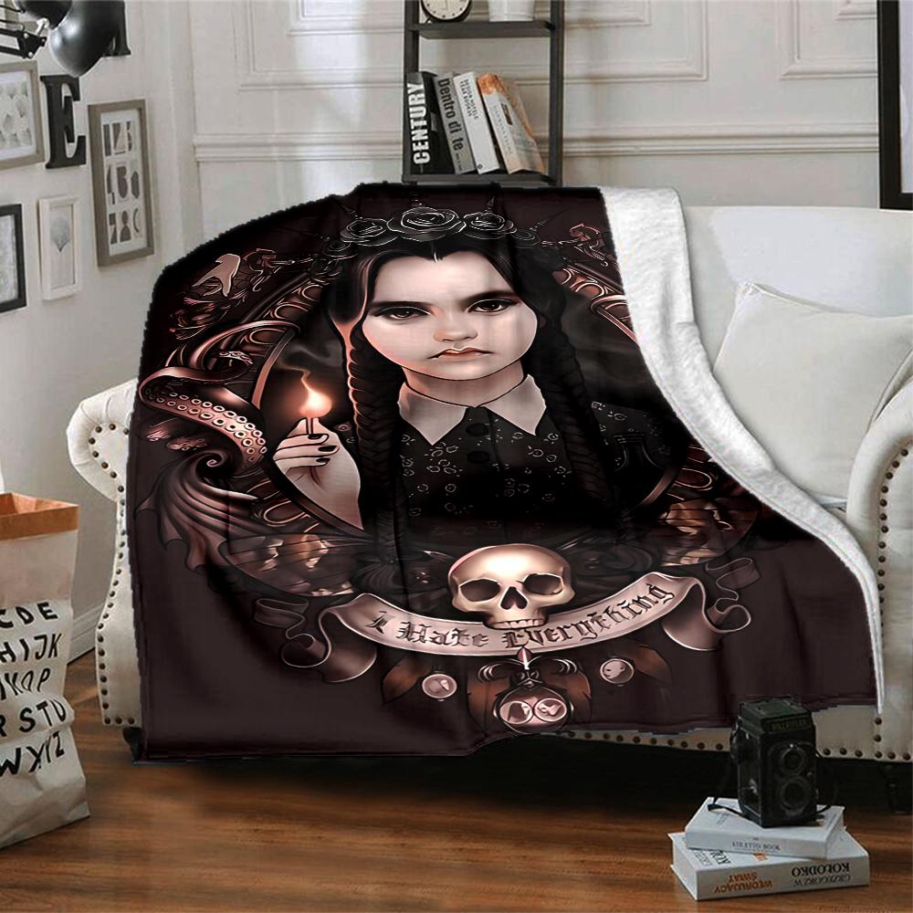 1pc Addams Family Wednesday1 Blanket, Gift, for Men and Women, Soft Blanket, Good for Sofa Bed Couch Travel, Lightweight Flannel Blanket