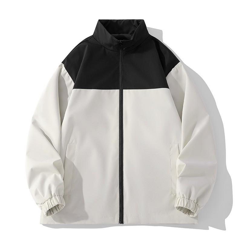 Unisex Casual Jacket With Stand Collar Color Block Design Youth