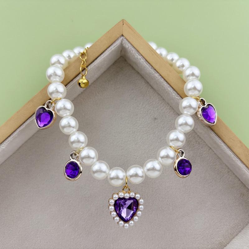 Sparkling Heart Jewelry Dog Collar Adjustable Princess Style Adjustable Cat Necklace Jewelry for Dog Cat Pet Accessories