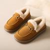 Fashion Women's Shoes Autumn and Winter Solid Color Round Toe Flat Bottomed Warm Plush Women's Cotton Shoes