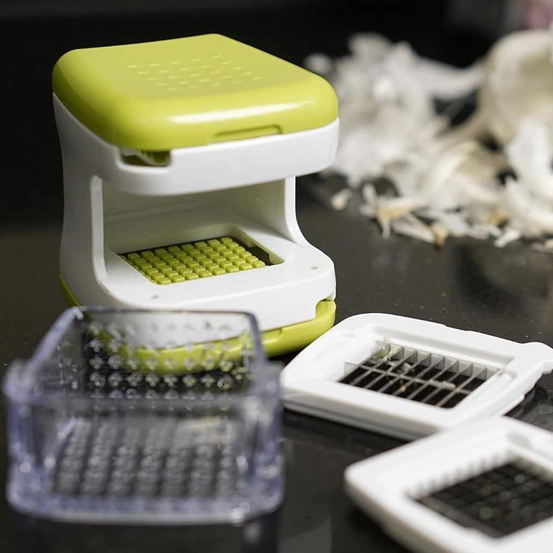 Пластиковая Эко Чеснокодавилка Измельчитель Многофункциональная Овощерезка Слайсер для Имбиря и Чеснока Кухонный Инструмент Измельчитель Продуктов Нарезка Кубиками