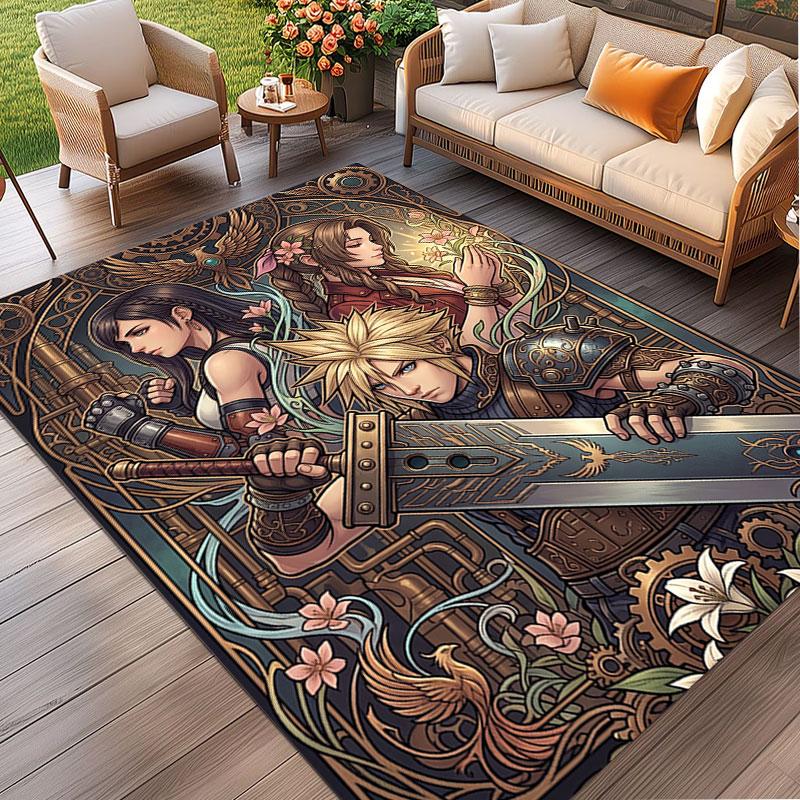 Final Fantasy Print Rug, Washable Floor Carpet, For Entryway Dorm Laundry Room Office Study, Home Decor Birthday Christmas Gift