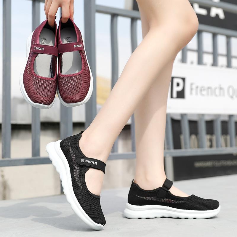 ****** и летом в пожилом возрасте прогулочная обувь старая ******* тканевая обувь женская летающая плетеная сетка мамина обувь нескользящая подошва дерьмо бабушкина обувь