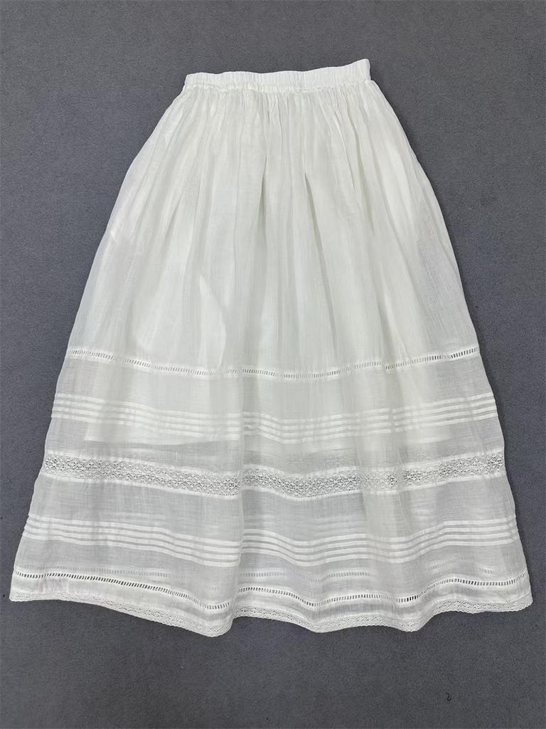 Johnature Elasticated Waist Summer Loose Retro Style Women Breathable Skirt Women