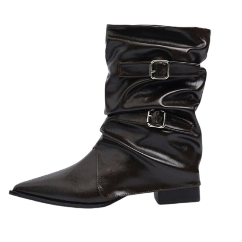 Сексуальные женские ботильоны на щиколотке с острым носком и высоким каблуком, обувь тренда 2025 года, новые массивные ботинки, плиссированные челси, вечерние туфли-лодочки, женские боты