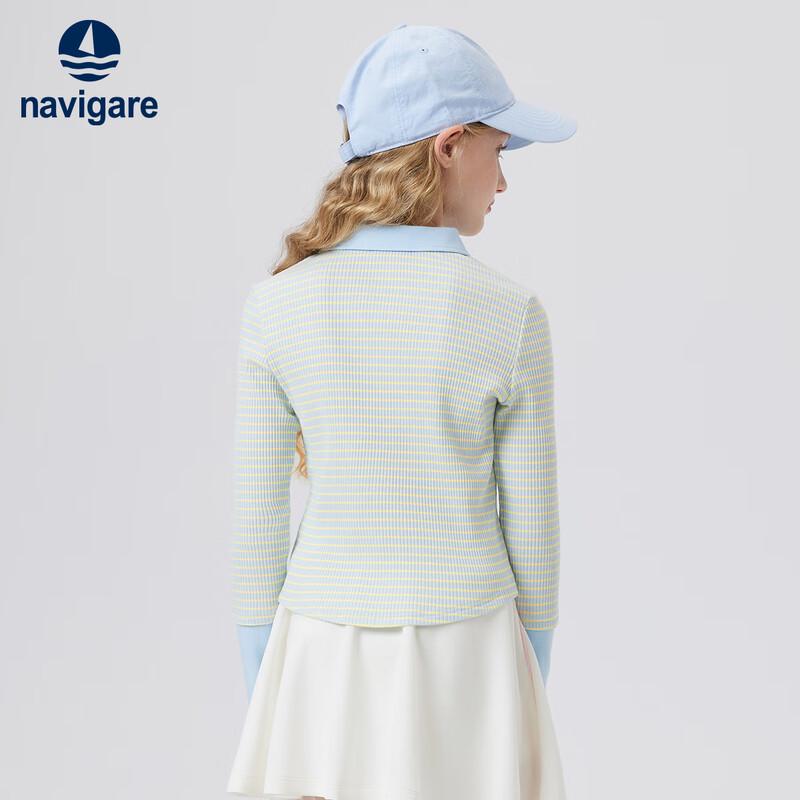 Navigare Девочкин поло-рубашка с длинным рукавом, многослойный образ