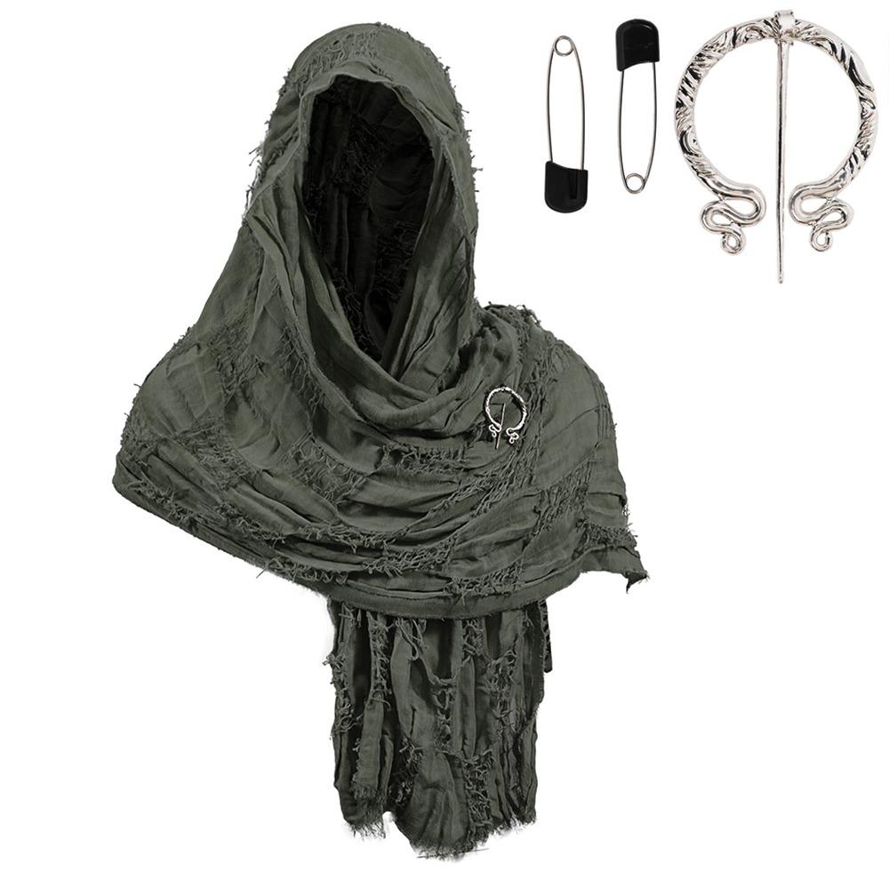Popular Medieval Style Medieval Cloak With Viking Brooch Beggar Style Hooded Shawl Scarf Scarf Cape Pop Culture Events