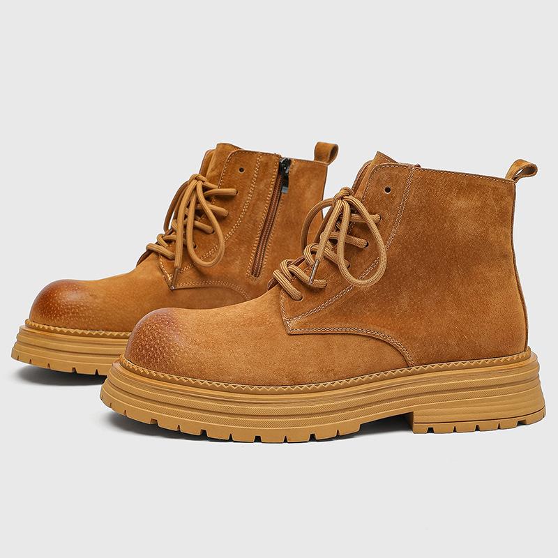 Мужские ботинки из замшевой кожи, ботинки для верховой езды, мужские повседневные ботинки на толстой подошве, модные рабочие ботинки