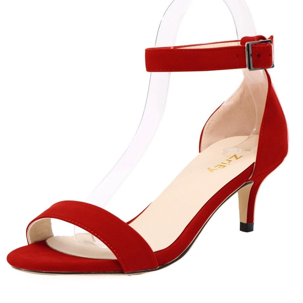 Женские босоножки летние сексуальные 5 см сандалии на низком каблуке с ремешком на щиколотке высокие каблуки сандалии женские вечерние платья красные свадебные туфли больших размеров