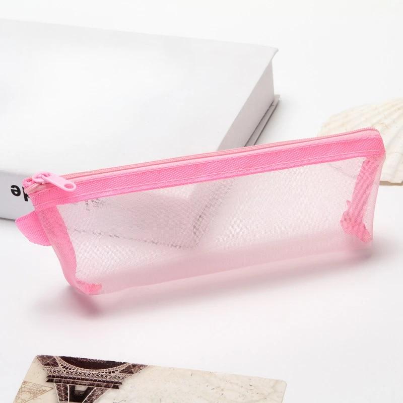 Простая видимая сетка для хранения кистей для макияжа, большая вместительная сумка-органайзер для студентов, канцелярских принадлежностей, цветной нейлоновый сетчатый пенал