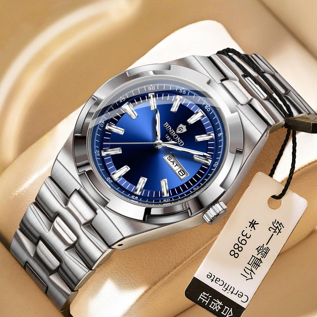 Мужские многофункциональные водонепроницаемые часы BINBOND со светонакопителем