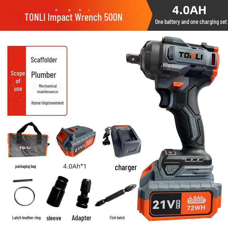 Бесщеточный электрический ударный гайковерт: Промышленный пневматический гайковерт с литиевой батареей для ремонта автомобилей.