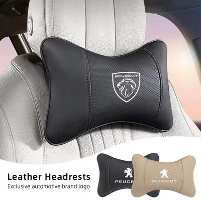 1PCS Car Leather Seat Headrest Neck Pillow Head Cushionin W For Peugeot 408 4008 308 3008 5008 508 205 206 207 208 301 307 106 107