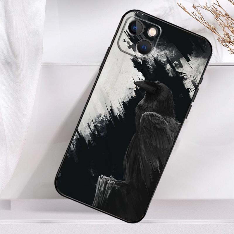 Crow Raven Dark Skull Case For iPhone 14 16 15 Pro Max 11 12 13 Mini 7 8 Plus X XR XS MAX Soft Shockproof Cover