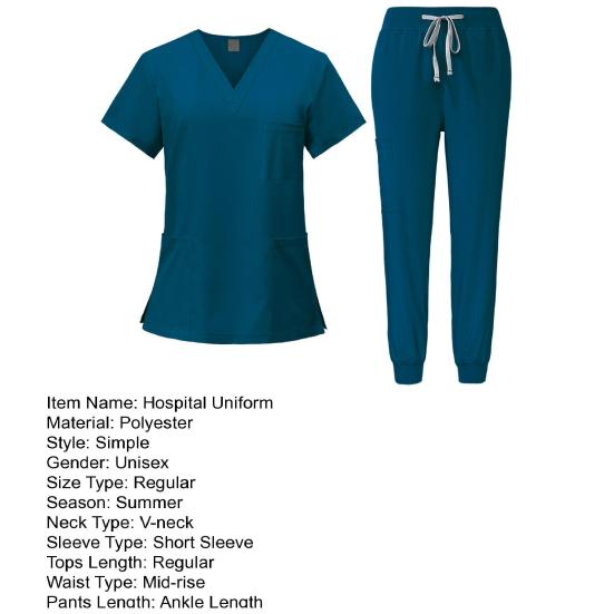 Комплект из 2 шт./компл., комплект больничной формы для мужчин и женщин с v-образным вырезом и короткими рукавами, топы с разрезом по бокам, комплект штанов для бега на эластичной завязке на талии