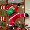 Santa Claus Climbing Window Light-Up Hat Figurine - Christmas Outdoor Inflatable Decoration