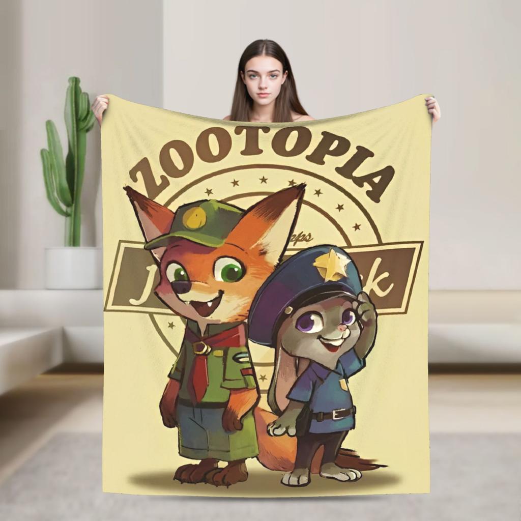 Anime Zootopia Cartoon Blanket Soft Warm Comfortable Plush Throw Blanket For Home Decor Travel Flannel Bedspread Bed Cover
