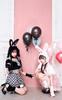 Cosplay Bunny Sailor Idol Fur Rabbit Ears Kemono Ears Rabbit Plush Animal Pink Black Costume Disguise Marie Moon 7 Piece Set 9950 [Malymoon] (Black)