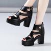 35-40 Fashion Rome Style Platform Sandals Women Party Shoes 2024 Summer Thick Heels Gladiator Sandals Female Peep Toe Sandals