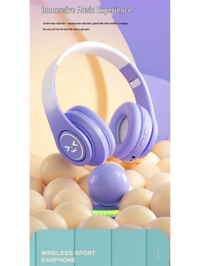 B39 Светящаяся Bluetooth-гарнитура для геймеров с градиентной расцветкой, накладная, с мощными басами.