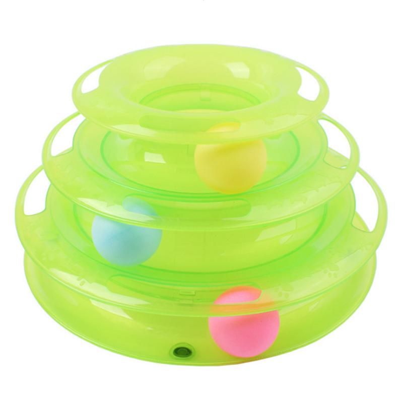 Трехуровневая интеллектуальная игрушка для кошек, забавная кошачья башня, головоломка, конфетный цвет, шлифовка когтей, развлекательный мяч, обучающая развлекательная тарелка