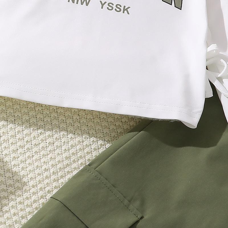 Girls Autumn Suit 2025 Children Clothing Letter Long Sleeved Sweatshirt + Wide-Leg Overalls Fashion 2 Piece Set