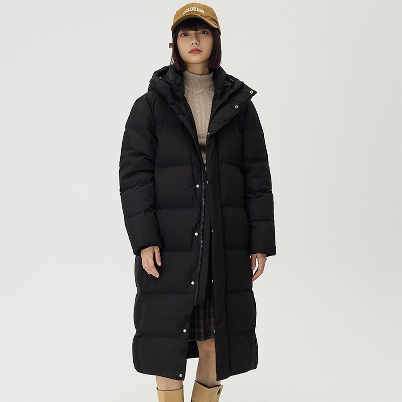 2026 Winter Long Down Coat Couples Warm Windproof Hooded Puffer Jacket Over-the-Knee