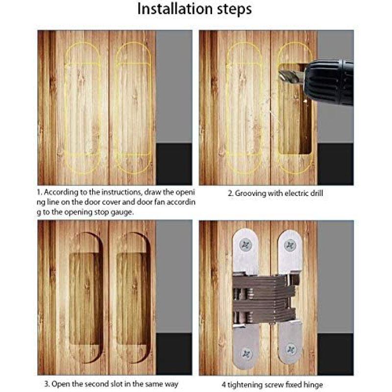 Hidden Gate Hinge Stainless Steel Invisible Door Hinges Concealed Barrel Wooden Box Silver