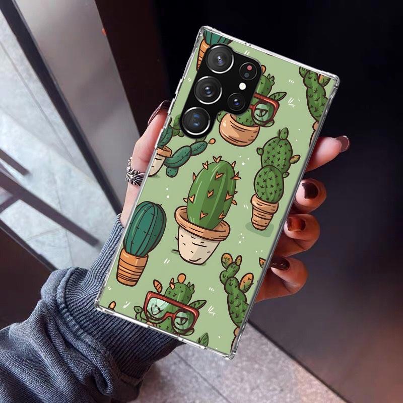 Cartoon Plant Cactus Phone Case For Samsung Galaxy S23 S24 S25 Edge S26 Ultra S22 + S21 Plus S20 FE Cover Silicone Print Shell G