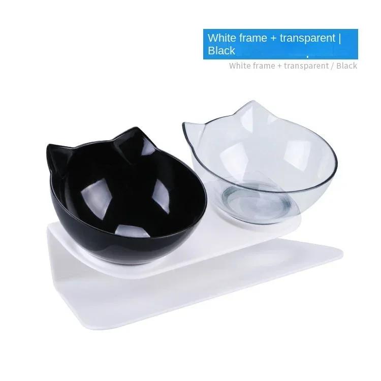 Миска для кошек, миска для собак с подставкой, двухслойная миска для кормления домашних животных, миска для воды для кошек, противоскользящая защита для шеи, кормушка, контейнер для корма для кошек, товары для животных