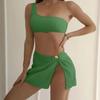 2024 Trendy European & American High Waist Slit Bikini Skirt 3-Piece Swimsuit