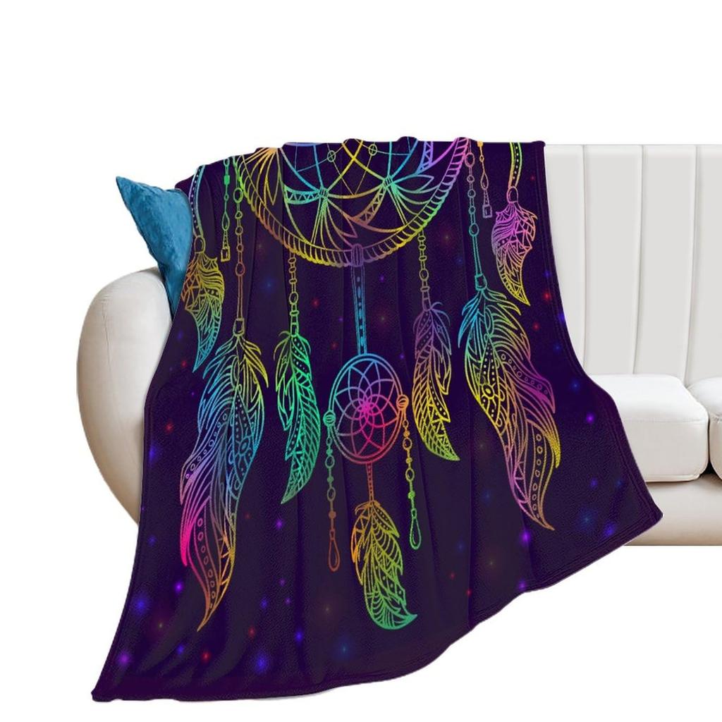 Dreamcatcher Blanket Boho Dream Catcher Plush Throw Blanket Flannel Fleece Blanket for Travel, Airplane, Bed, Couch, Car, Gift