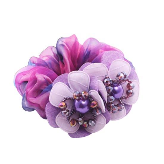 Модная булочка для волос, кольцо, бусины, искусственный жемчуг, элегантный цветочный декор, резинка для волос