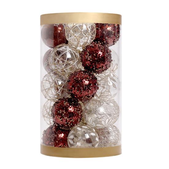 Yousheng 25 Pcs 2.36 Inch Christmas Ball Ornaments Glitter Sequin Plastic Ball Christmas Tree Hanging Decorations for Indoor Outdoor Holiday Decor