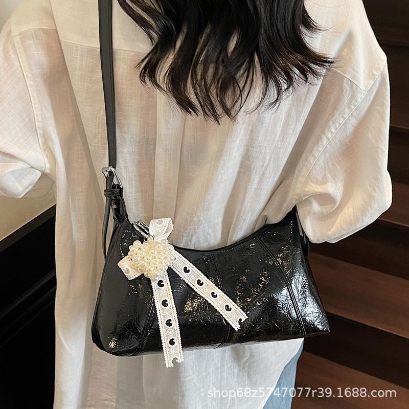 Popular Foreign Design Pearl Handbag Bag Women's 2025 New Crossbody Bag Bow One Shoulder Underarm Bag
