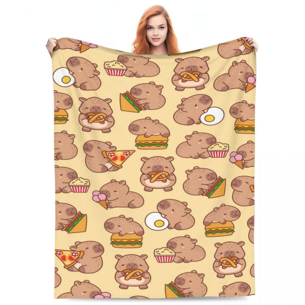 Capybara Nap Blanket Sofa Blanket Cute Thermal Bed Blanket Camping Soft Blanket Bedding