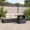 5-piece Garden Sofa Set with Black Cushions, Poly Rattan 3358756