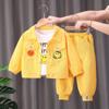 Комплект из трех предметов, весенний костюм для мальчиков 0-3 лет, однотонный свободный повседневный костюм, пальто, леггинсы