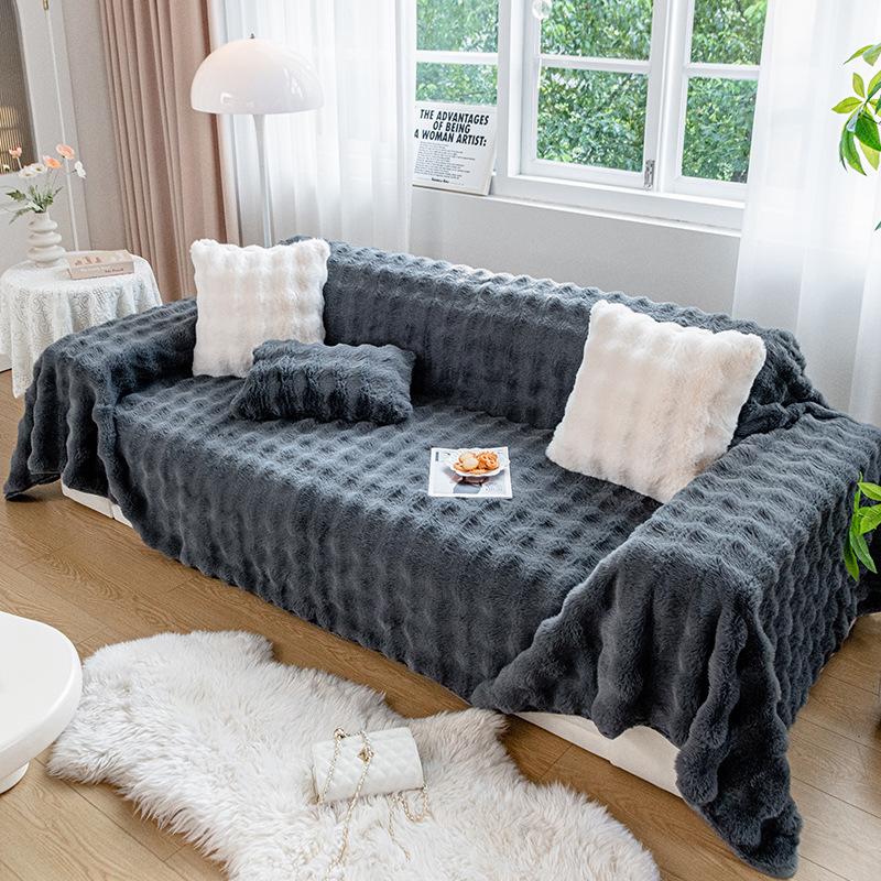 Декор комнаты, плюшевое покрывало из меха кролика, покрывало для кровати, зимний толстый теплый чехол для дивана, полотенце, одеяла для гостиной на 1/2/3/4 места