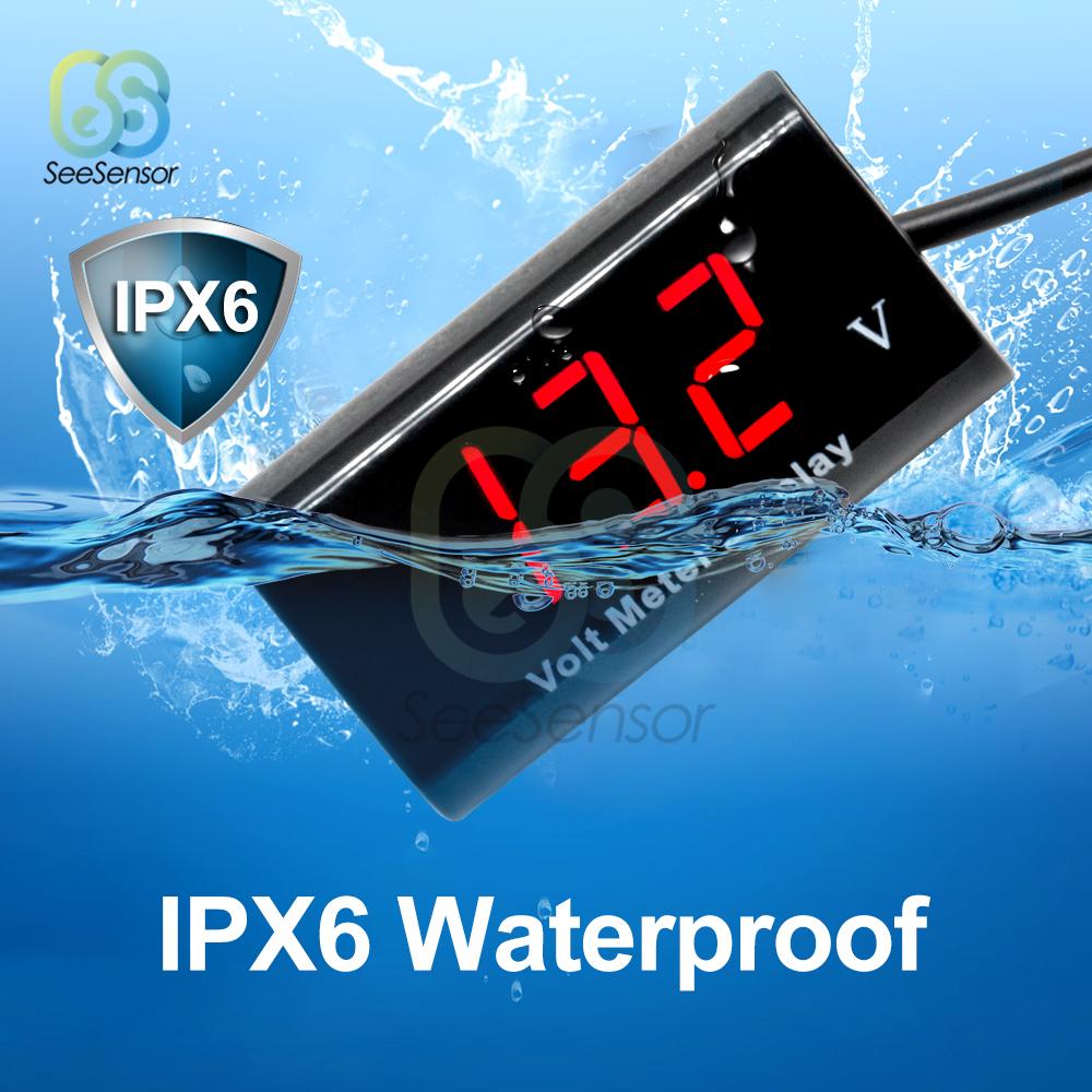 DC 3-18V IPX6 Waterproof LED Digital Voltmeter Voltage Volt Gauge Voltage Indicator Monitor Detector Car Motorcycle Panel Meter