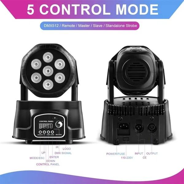Модернизированная 120 Вт 7 светодиодов с подвижной головкой RGBW DMX512 с дистанционным управлением сценическое освещение DJ оборудование дискотека вечерние огни бар