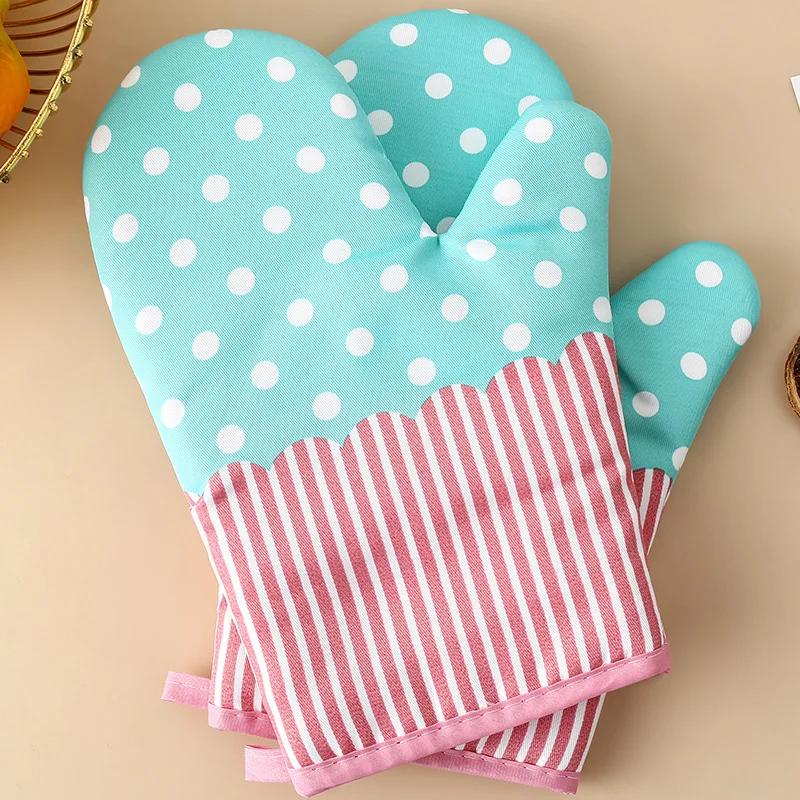 Cotton Print Anti-High Temperature Gloves Microwave Anti-Scald Baking Gloves Kitchen Oven Heat Insulation Gloves