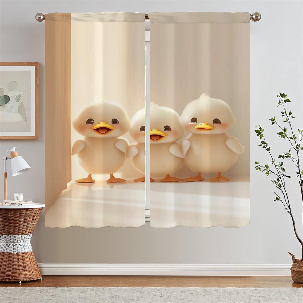 Happy Duck Разделение Кухонные Шторы для Дверей Гостиная Шторы Подхваты Спальня Затемняющие Шторы 2 Шт. Комплект Оконные Жалюзи