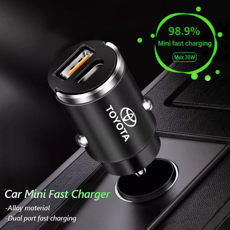 LATE7 Car Cigarette Lighter Charger QC3.0 USB Type C Phone Fast Charging For Toyota Corolla Yaris Camry Prius RAV4 CHR Hilux Avensis