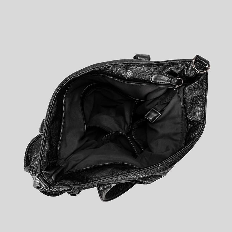 Vintage Soft PU Tote Bag Women Large Capacity Commuter Shoulder Retro Style Daily Use