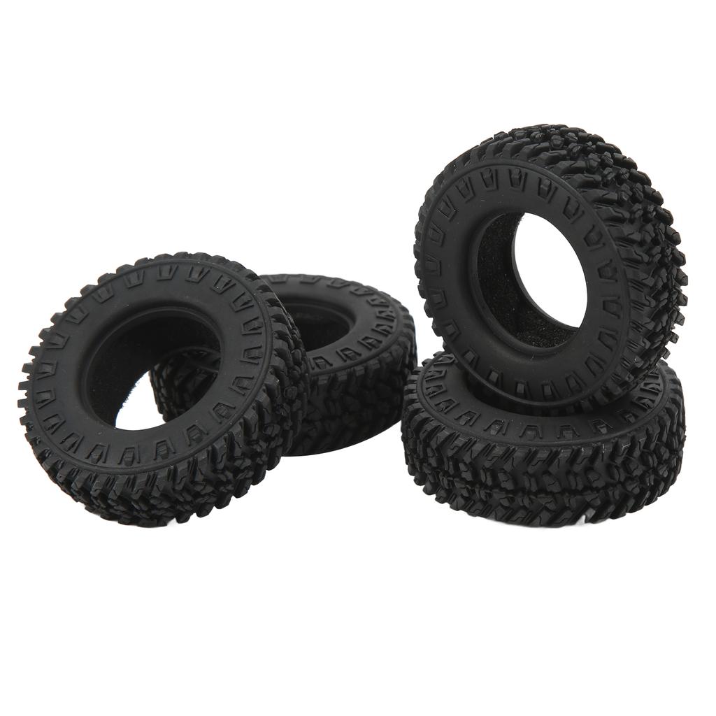 4Pcs RC Rubber Tires Wear Resistant Stable Driving RC Car Tires for FMS FCX24 1/24 Climbing Car Black