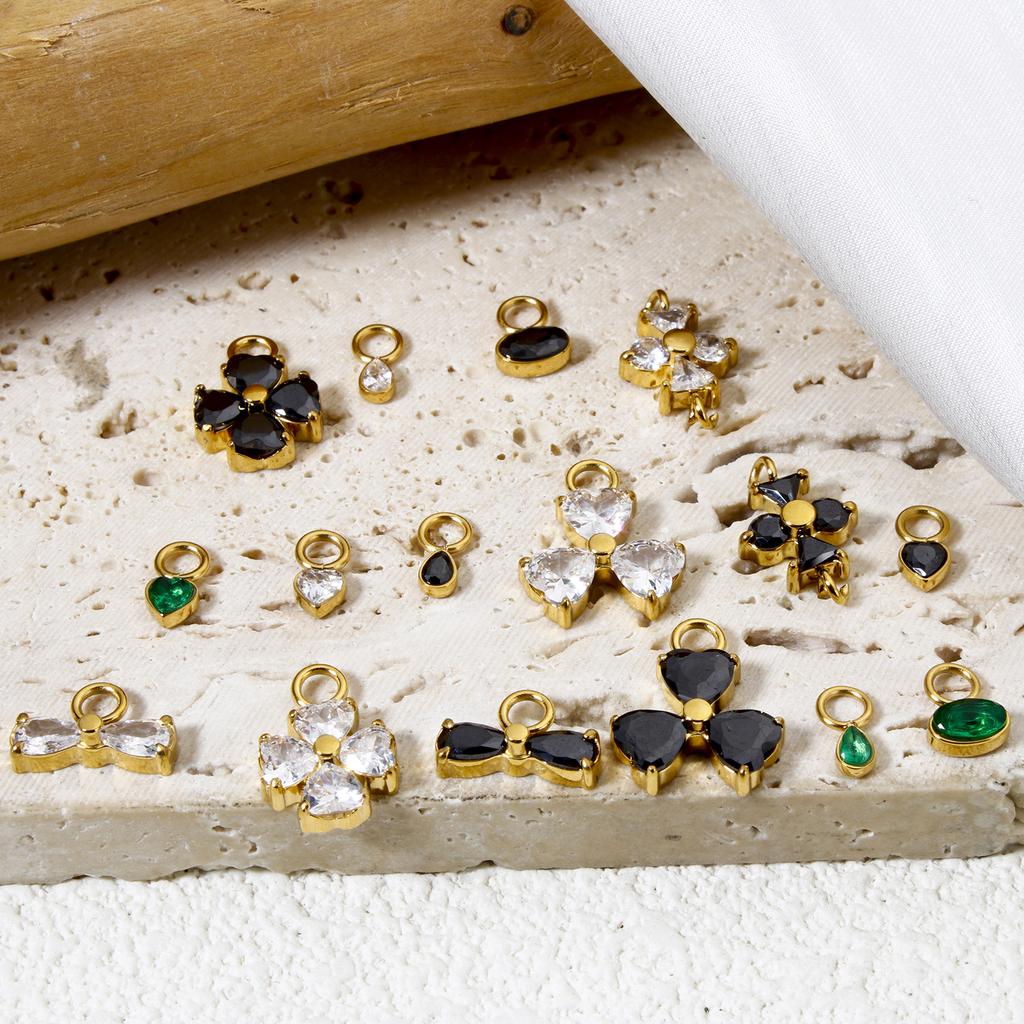 Шармы из нержавеющей стали 304 с покрытием из настоящего золота 14K, подвески в виде сердца, банта, цветка для сережек, ожерелий, фурнитура для изготовления своими руками, 1 шт.